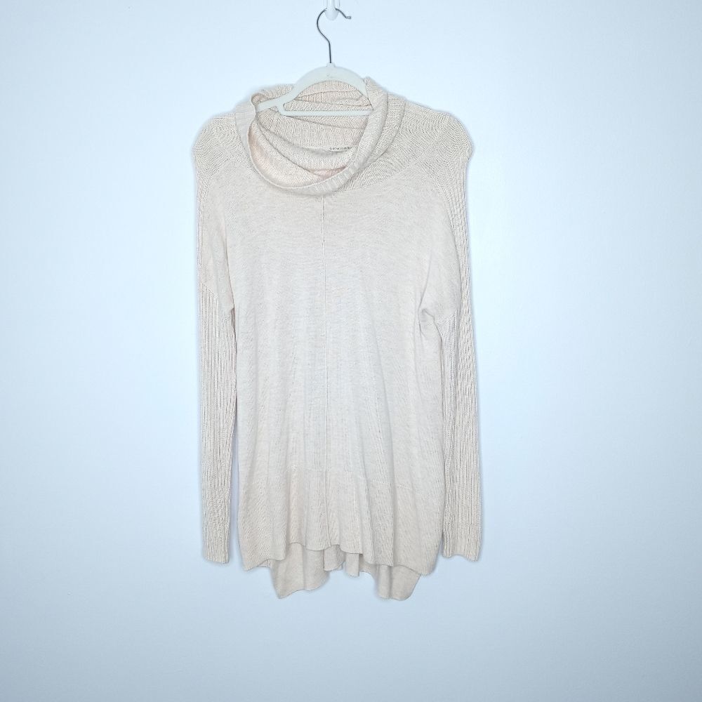 Soft Surroundings cream cowl neck knit sweater